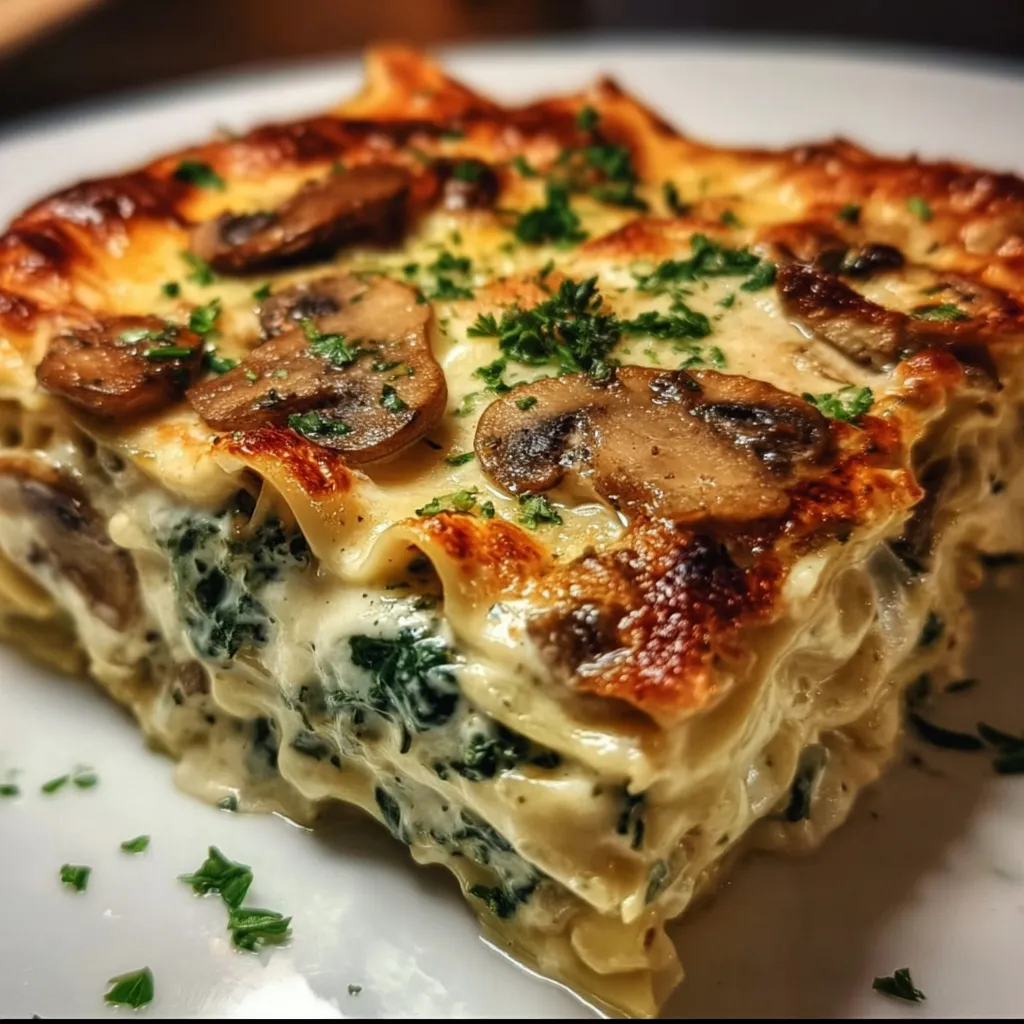 Ultimate Creamy Spinach Mushroom Lasagna with Three Cheese Blend - secondary view